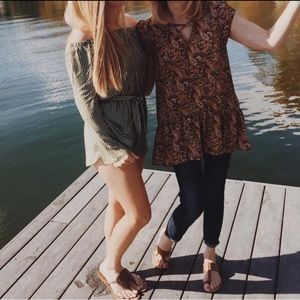 Urban outfitters green stripe romper